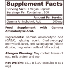 Pure Nutrition - Gaba 500 Mg - 100 Vegan Capsules