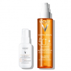 Vichy Capital Soleil Протокол за лице и тяло; UVage Daily + Cell Protect масло