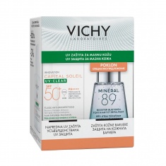 Vichy Soleil UV-Clear SPF50 Слънцезащитен флуид 40 ml + Mineral 89 Гел-бустер 30 ml