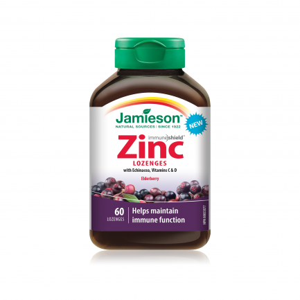 Jamieson Цинк с ехинацея, витамин C и D, с вкус на бъз 10 mg х60 смучещи таблетки