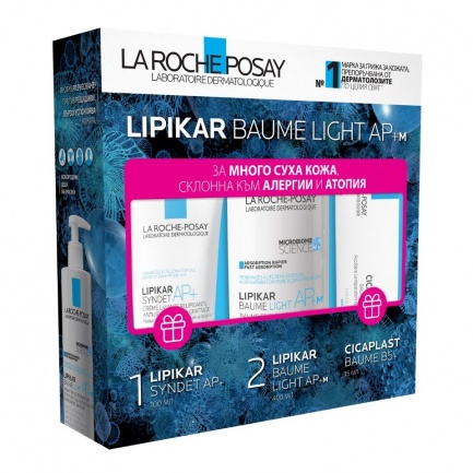 La Roche-Posay Lipikar AP+ Балсам LIGHT 400 ml + Lipikar Syndet AP+M Почистващ крем 100 ml + Cicaplast B5 Балсам 15 ml