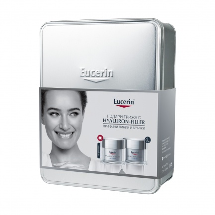 Eucerin Hyaluron-Filler дневен крем суха кожа 50 ml + Hyaluron-Filler нощен крем 50 ml