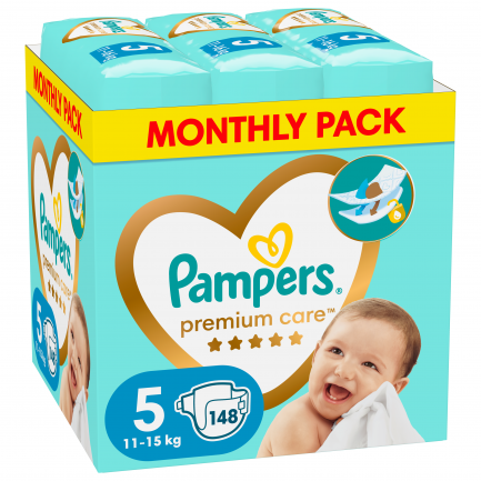 Pampers Premium care Montly Pack пелени 5 Джуниър х148 броя