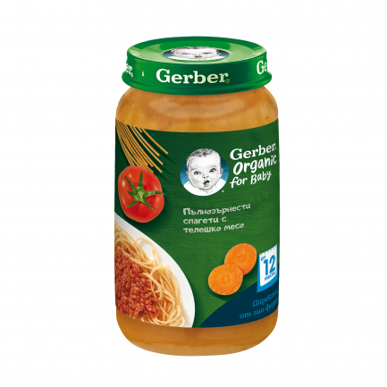 Nestle Gerber Organic Пюре от пълнозърнести спагети с телешко месо 250 g