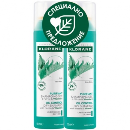 Klorane ДУО Сух шампоан с коприва за мазна коса 150 ml х2 броя