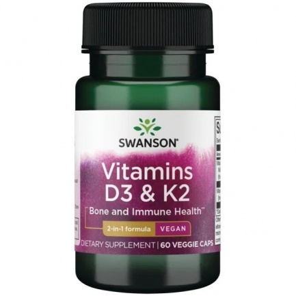 Swanson Витамини D3 и K2 х60 веге капсули SW1809