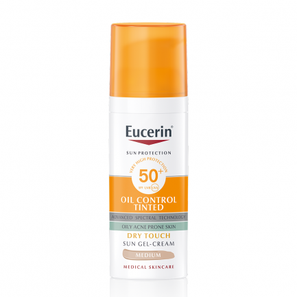 Eucerin Oil Control SPF50+ Оцветен слънцезащитен гел-крем за лице - Тъмен 50 ml