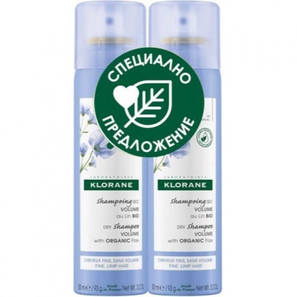 Klorane ДУО Сух шампоан с лен 150 ml х2 броя
