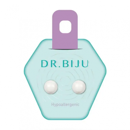Dr. Biju Хипоалергенни обеци PEARL 6.0 mm WHITE