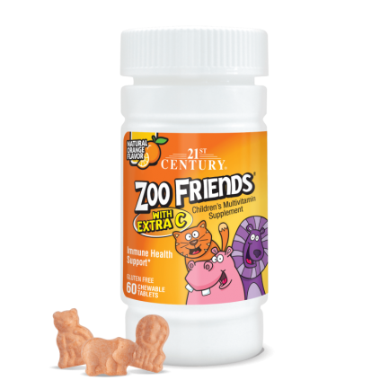 21st Century Zoo Friends Multi + Extra C Chewable - Мултивитамини за Деца | 60 chew tabs
