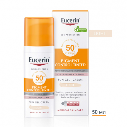 Eucerin Pigment Control SPP50+ Оцветен слънцезащитен гел-крем за лице - Светъл 50 ml