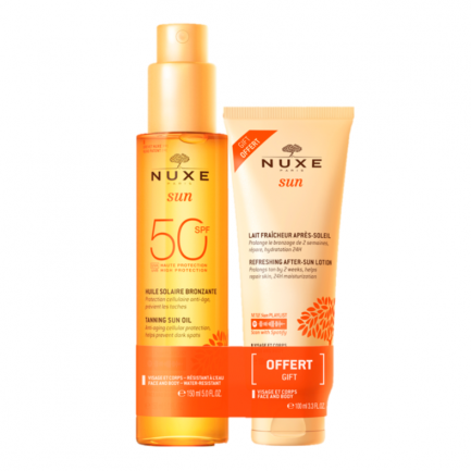 Nuxe Sun SPF50 Слънцезащитно олио за лице и тяло 150 ml + Лосион за след слънце 100 ml