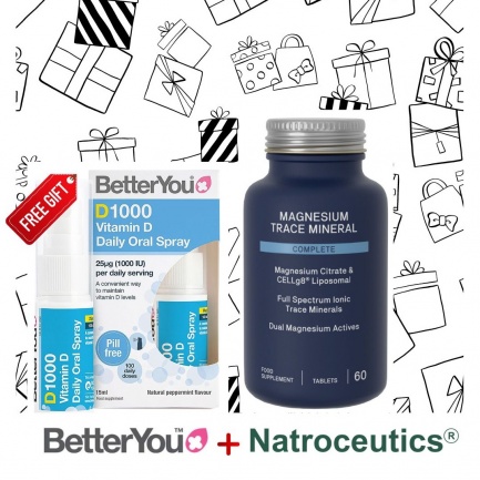 Natroceutics Магнезий с комплекс микроминерали х60 таблетки + BetterYou D1000 Орален Спрей 15 ml