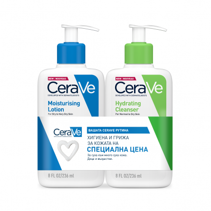 CeraVe Лосион за лице и тяло 236 ml + Измиващ крем за лице и тяло 236 ml