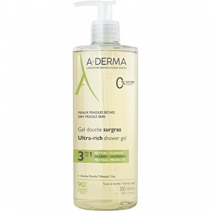 A-Derma Surgas Свръхобогатен душ-гел с помпа 500 ml