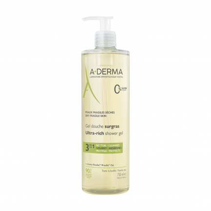 A-Derma Свръхобогатен душ-гел с помпа 3-в-1 750 ml