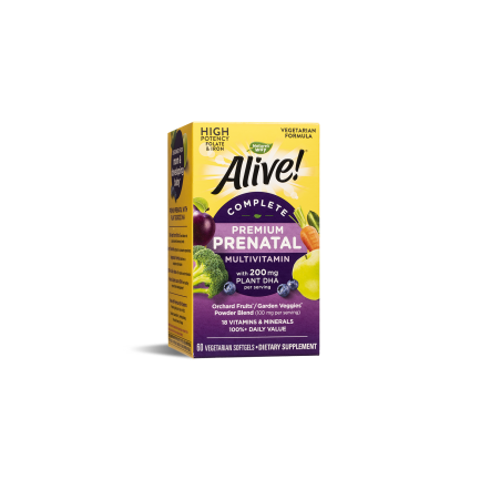 Alive! - Алайв Премиум мултивитамини за бременни с растителна DHA, 60 софтгел капсули Nature’s Way