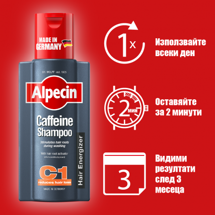 Alpecin C1 Енергизиращ Шампоан за мъже с кофеин против косопад 250 ml