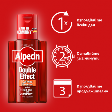 Alpecin Кофеинов Шампоан за мъже с двоен ефект против пърхот и косопад 200 ml