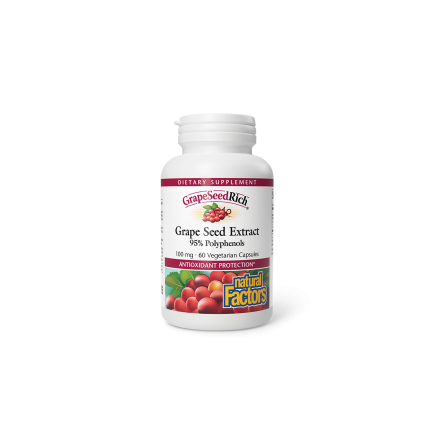 Антиоксидант - Гроздово семе GrapeSeedRich, 100 mg х 60 V капсули Natural Factors