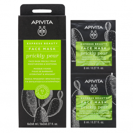 Apivita Express Beauty успокояваща маска за лице с кактус 2 x8 ml