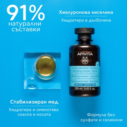 Apivita Хидратиращ шампоан за тънка коса 250 ml
