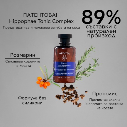 Apivita Тоник-шампоан за мъже против косопад 250 ml