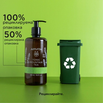 Apivita Нежен почистващ и тонизиращ душ гел с планински чай 500 ml