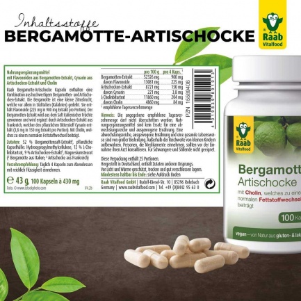 АРТИШОК + БЕРГАМОТ – Raab Vitalfood (100 капс)