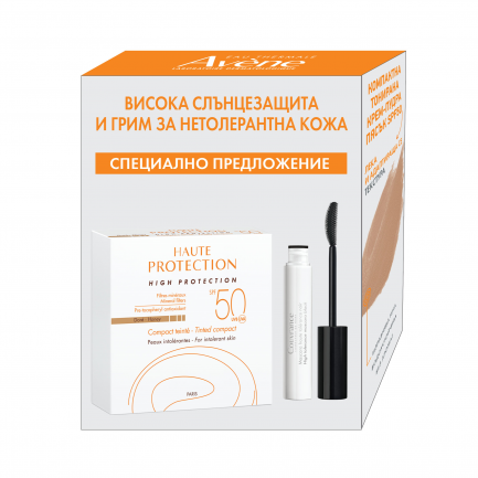 Avene Минерална крем-пудра за лице меден цвят SPF50 10 g + Спирала 3 ml