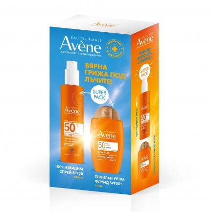 Avene SPF50+ Слънцезащитен спрей 200 ml + SPF50+ Тониран ултра флуид 50 ml