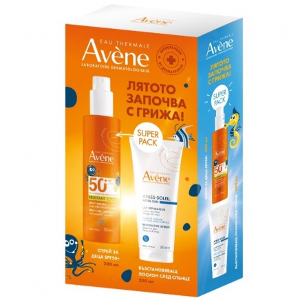 Avene SPF50+ Слънцезащитен спрей за деца 200 ml + Лосион за след слънце 200 ml