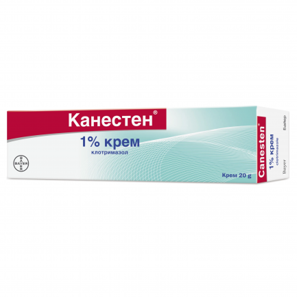 Канестен Крем за лечение на гъбични инфекции върху кожата 1% Клотримазол х20 грама - Bayer