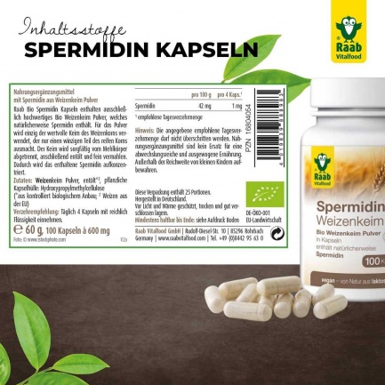 Био ПШЕНИЧЕН ЗАРОДИШ – СПЕРMИДИН – Raab Vitalfood (100 капс)