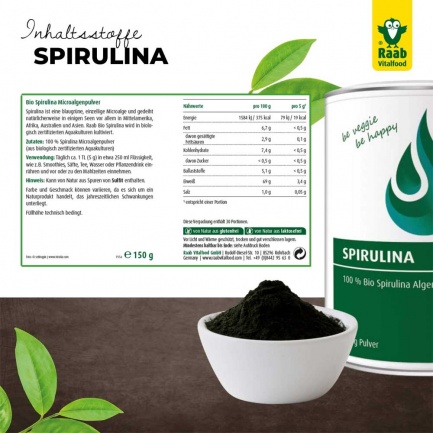 Био СПИРУЛИНА Прах / SPIRULINA – Raab Vitalfood (150 гр)