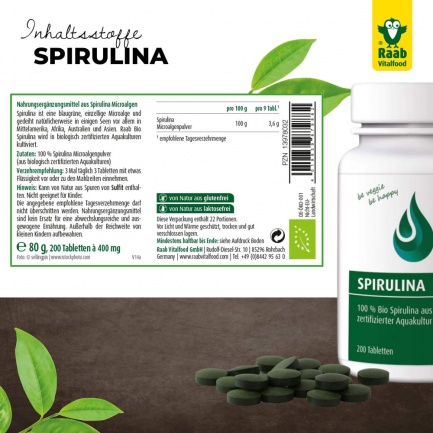 Био СПИРУЛИНА / SPIRULINA – Raab Vitalfood (200 табл)