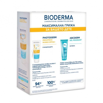 Bioderma Photoderm Peadiatrics SPF50+ Слънцезащитно мляко 200 ml + ABC Derm Гел-мусан 200 ml