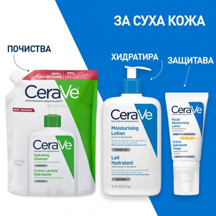 CeraVe Хидратиращ измиващ крем за лице и тяло 473 ml - ПЪЛНИТЕЛ
