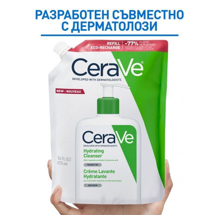 CeraVe Хидратиращ измиващ крем за лице и тяло 473 ml - ПЪЛНИТЕЛ