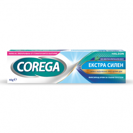 Corega Екстра Силен Оригинален вкус - фиксиращ крем за зъбни протези 40г.