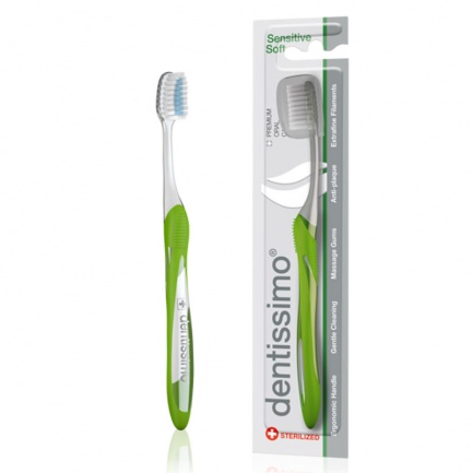 Dentissimo Четка за зъби Sensitive Interdental Cleaning and Massage Зелена