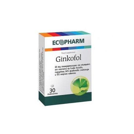 Ecopharm Гинкофол Гинко Билоба за памет и концентрация 60мг х30 таблетки 