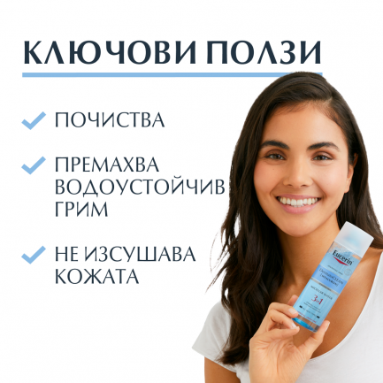 Eucerin DermatoClean Мицеларна вода 3 в 1 с хиалурон 400 ml
