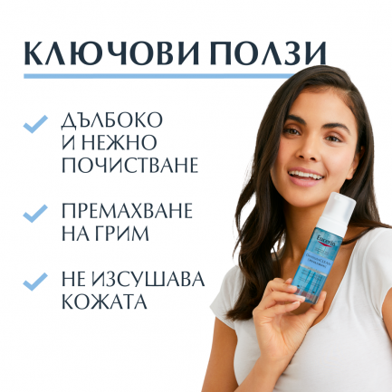Eucerin DermatoClean Мицеларна пяна с хиалурон 150 ml