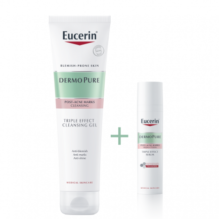 Eucerin DERMOPURE Комплект Измиващ гел с тройно действие 150 ml + DermoPure серум с тройно действие 40 ml