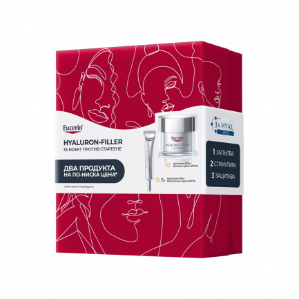 Eucerin Hyaluron-Filler Дневен крем SPF30 50 ml + Околоочен крем SPF15 15 ml