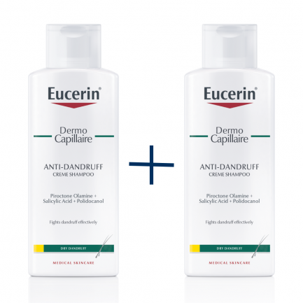 Eucerin ДУО Dermo Capillaire Крем-Шампоан против сух пърхот за сърбящ скалп 250 ml 1+1