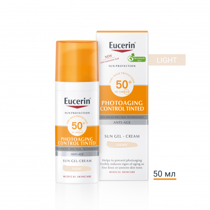 Eucerin Photoaging Control SPF50+ Оцветен слънцезащитен гел-крем за лице - Светъл 50 ml