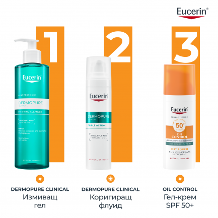 Eucerin Oil Control SPF50+ Слънцезащитен гел-крем за лице 50 ml