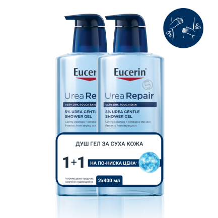 Eucerin UreaRepair Нежен душ гел с 5% урея 400 ml x2 броя
